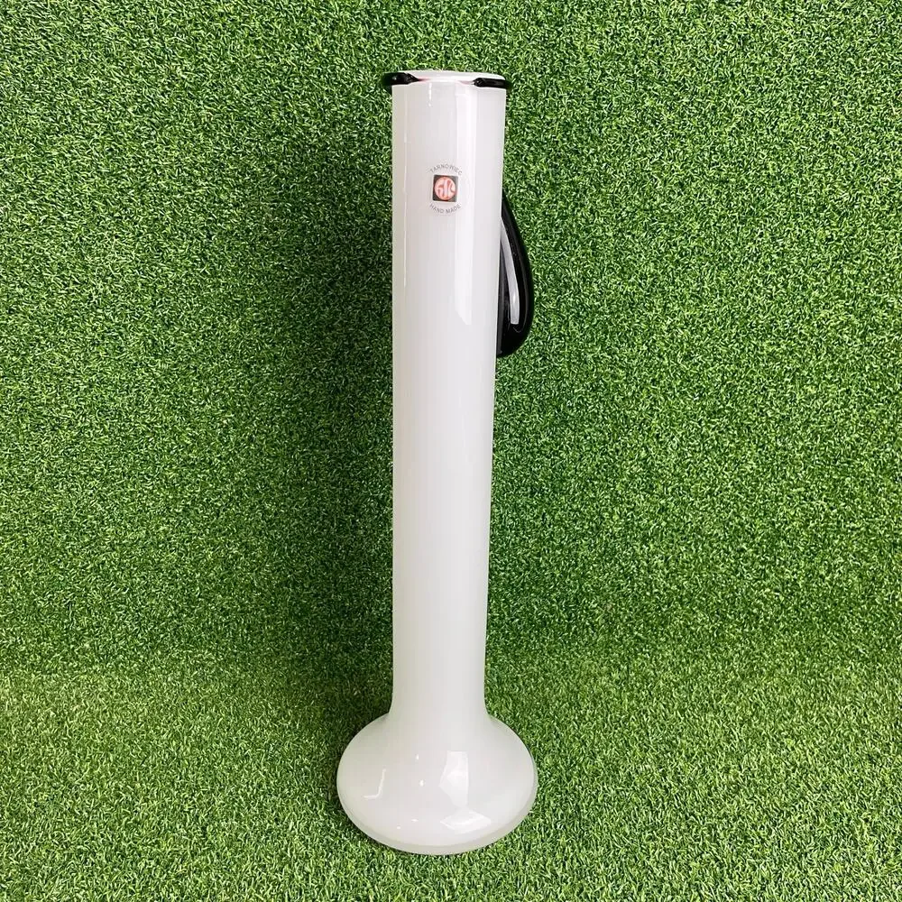 Vintage White Black Tarnowiec Hand Made Art Glass Vase
